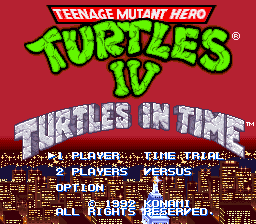 Teenage Mutant Hero Turtles IV - Turtles in Time (Europe) Title Screen